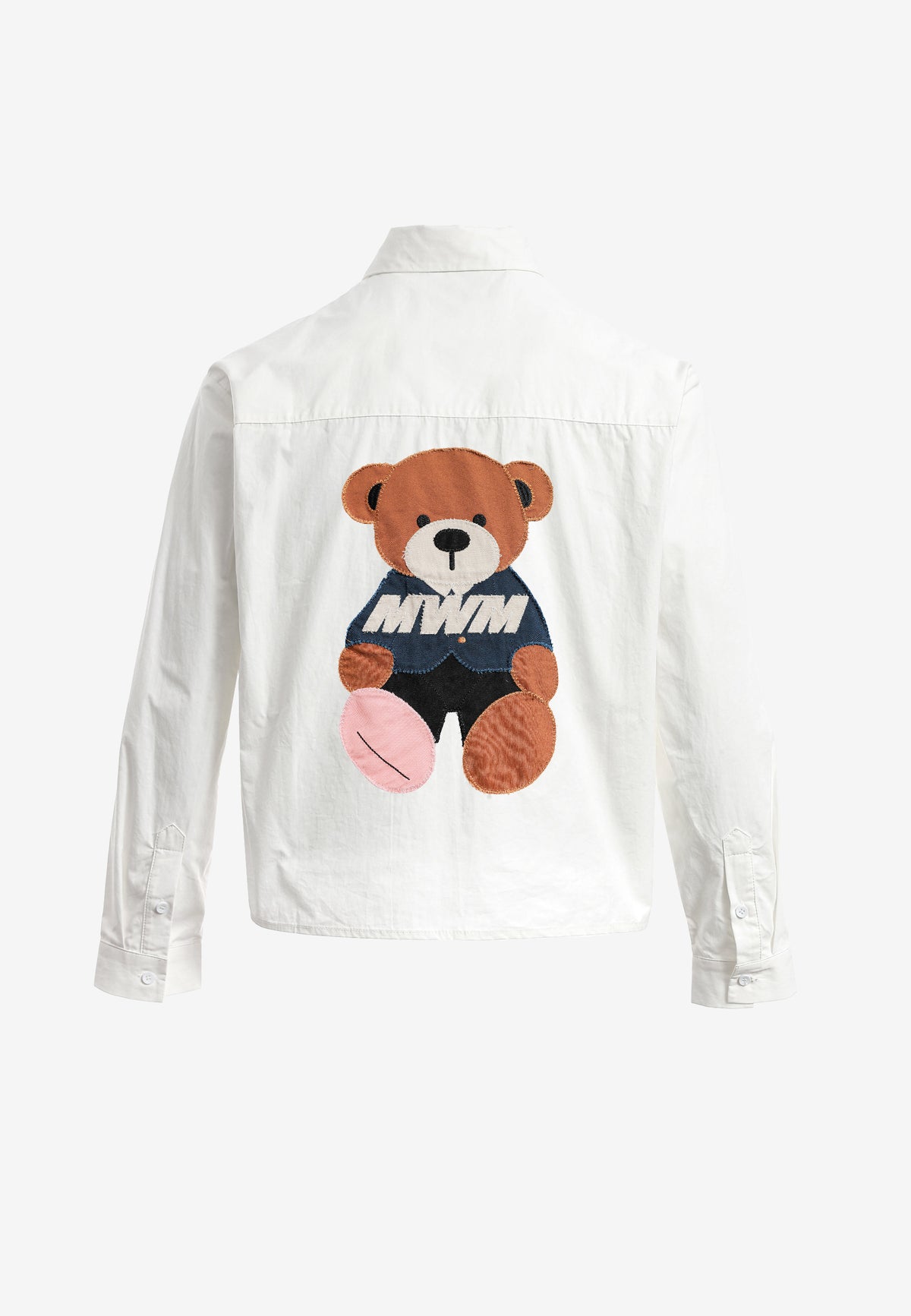 Camisa TEDDY corta con bolsillos laterales, cierre chino y parche Teddy en la espalda | MWM [PS_COLORS:WHITE]