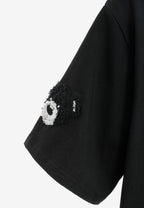 Camiseta de mujer TEDDY Mike Bag corta con gran parche frontal y detalles en mangas | MWM [PS_COLORS:BLACK]