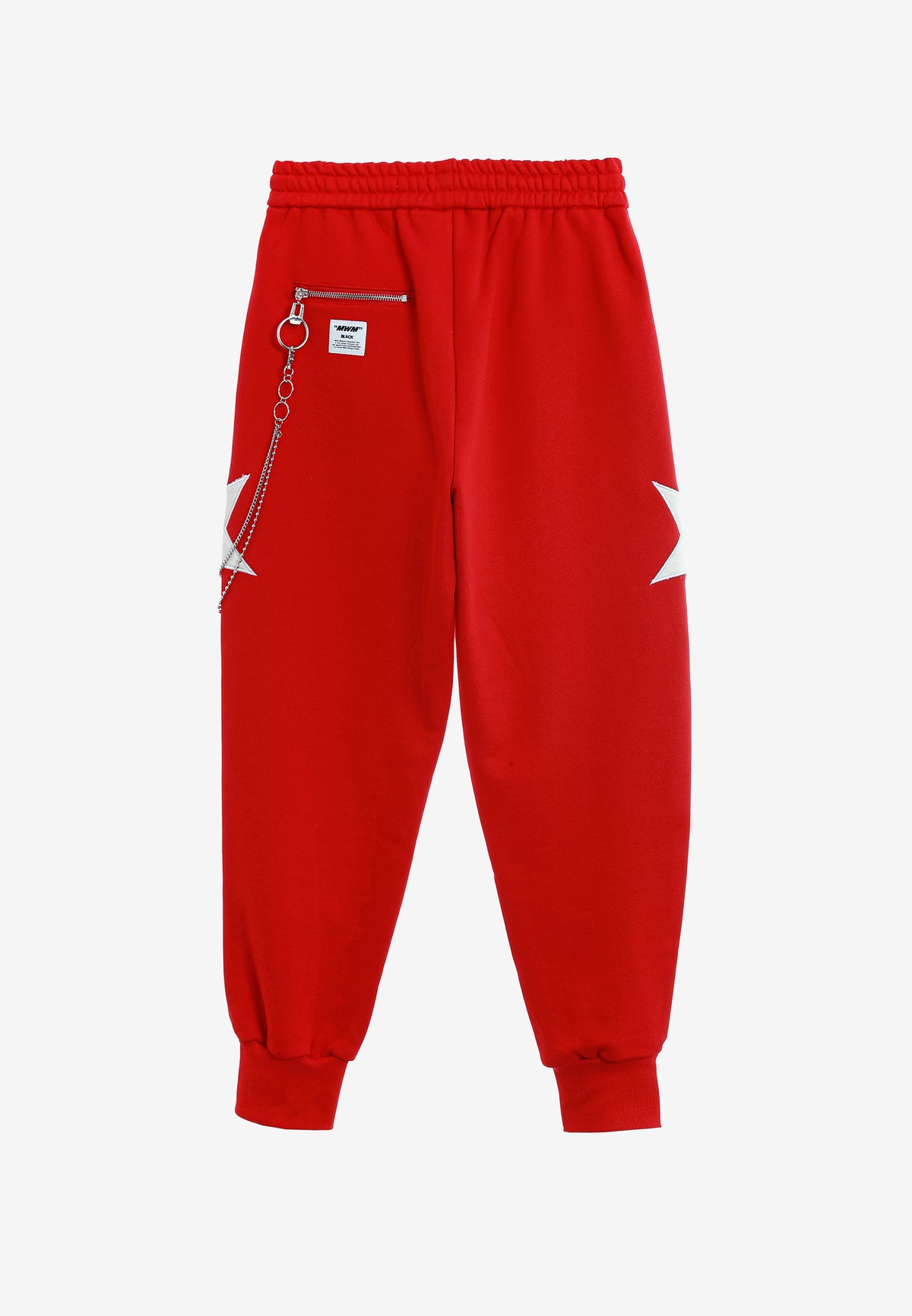 Pantalón jogger Wings con parches de estrellas y cadena lateral | MWM [PS_COLORS:RED]