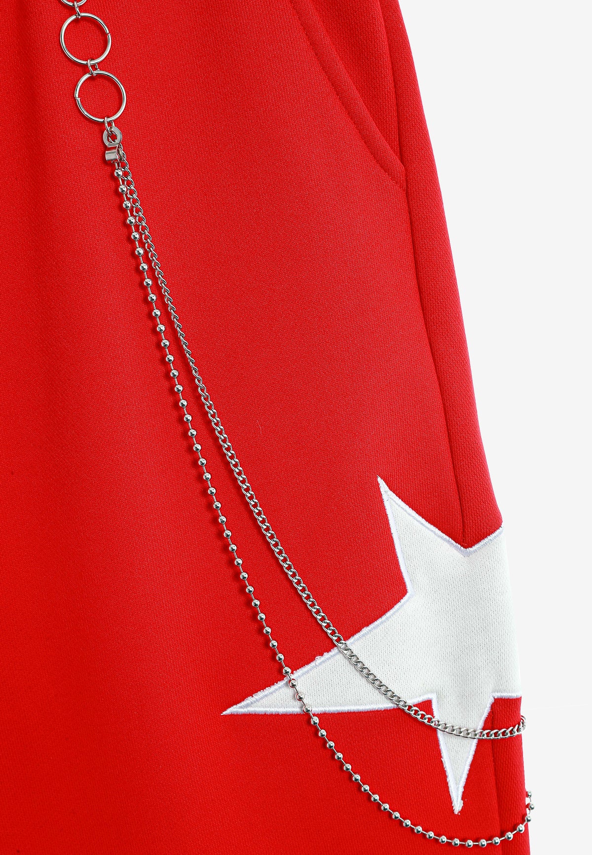 Pantalón jogger Wings con parches de estrellas y cadena lateral | MWM [PS_COLORS:RED]