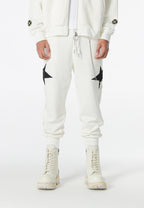 Pantalón jogger Wings con parches de estrellas y cadena lateral | MWM [PS_COLORS:WHITE]