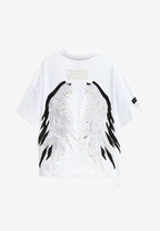 Camiseta Wings de corte relajado con estrellas frontales y doble parche de alas en la espalda | MWM [PS_COLORS:WHITE]