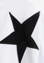 Camiseta Wings de corte relajado con estrellas frontales y doble parche de alas en la espalda | MWM [PS_COLORS:WHITE]