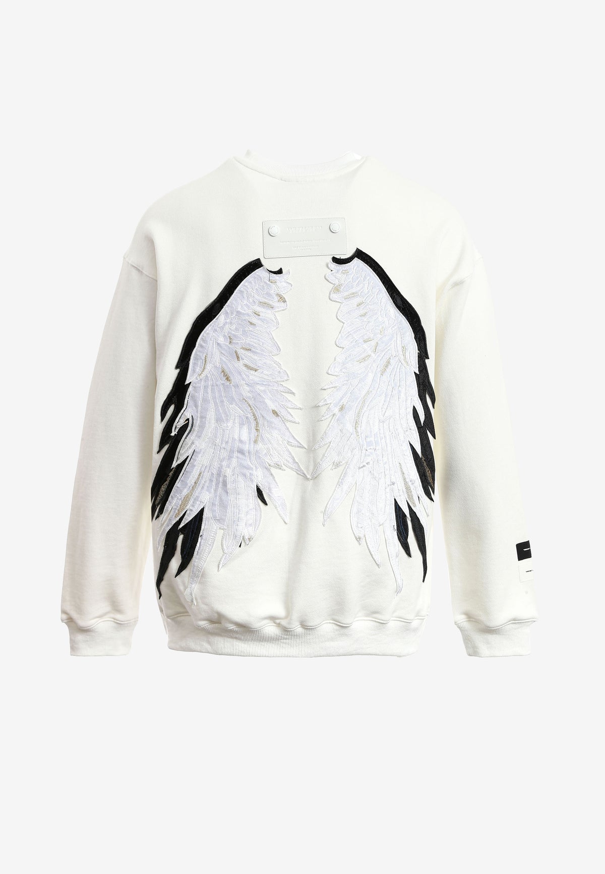Sudadera Wings de corte relajado con estrellas frontales y doble parche de alas en la espalda | MWM [PS_COLORS:WHITE]