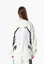 Sudadera Wings de corte relajado con estrellas frontales y doble parche de alas en la espalda | MWM [PS_COLORS:WHITE]