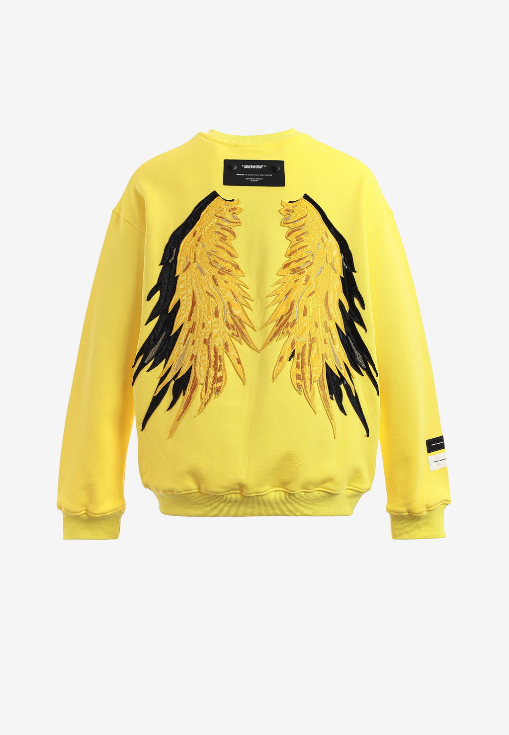 Sudadera Wings de corte relajado con estrellas frontales y doble parche de alas en la espalda | MWM [PS_COLORS:YELLOW]