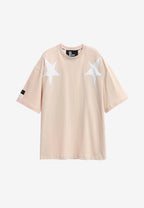 Camiseta Wings de corte relajado con estrellas frontales y doble parche de alas en la espalda | MWM [PS_COLORS:BEIGE]