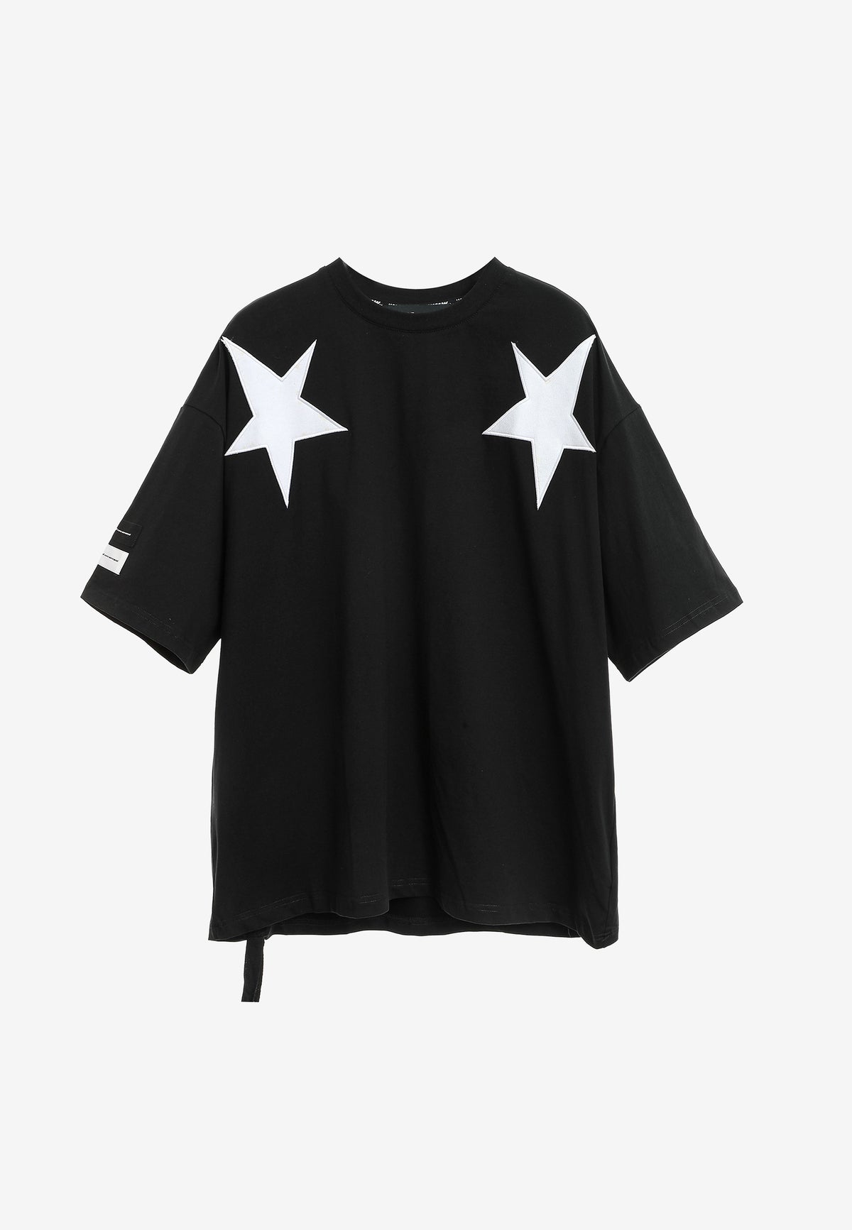 Camiseta Wings de corte relajado con estrellas frontales y doble parche de alas en la espalda | MWM [PS_COLORS:BLACK]