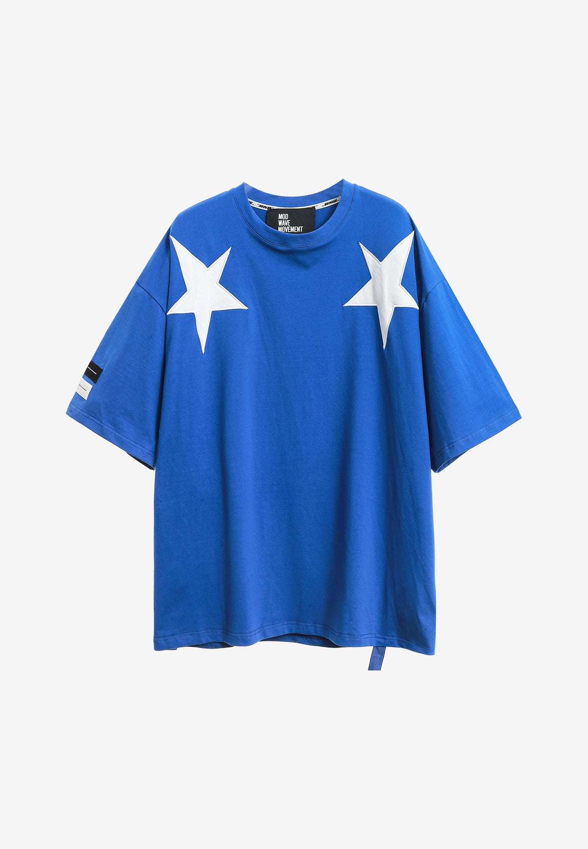 Camiseta Wings de corte relajado con estrellas frontales y doble parche de alas en la espalda | MWM [PS_COLORS:BLUE]