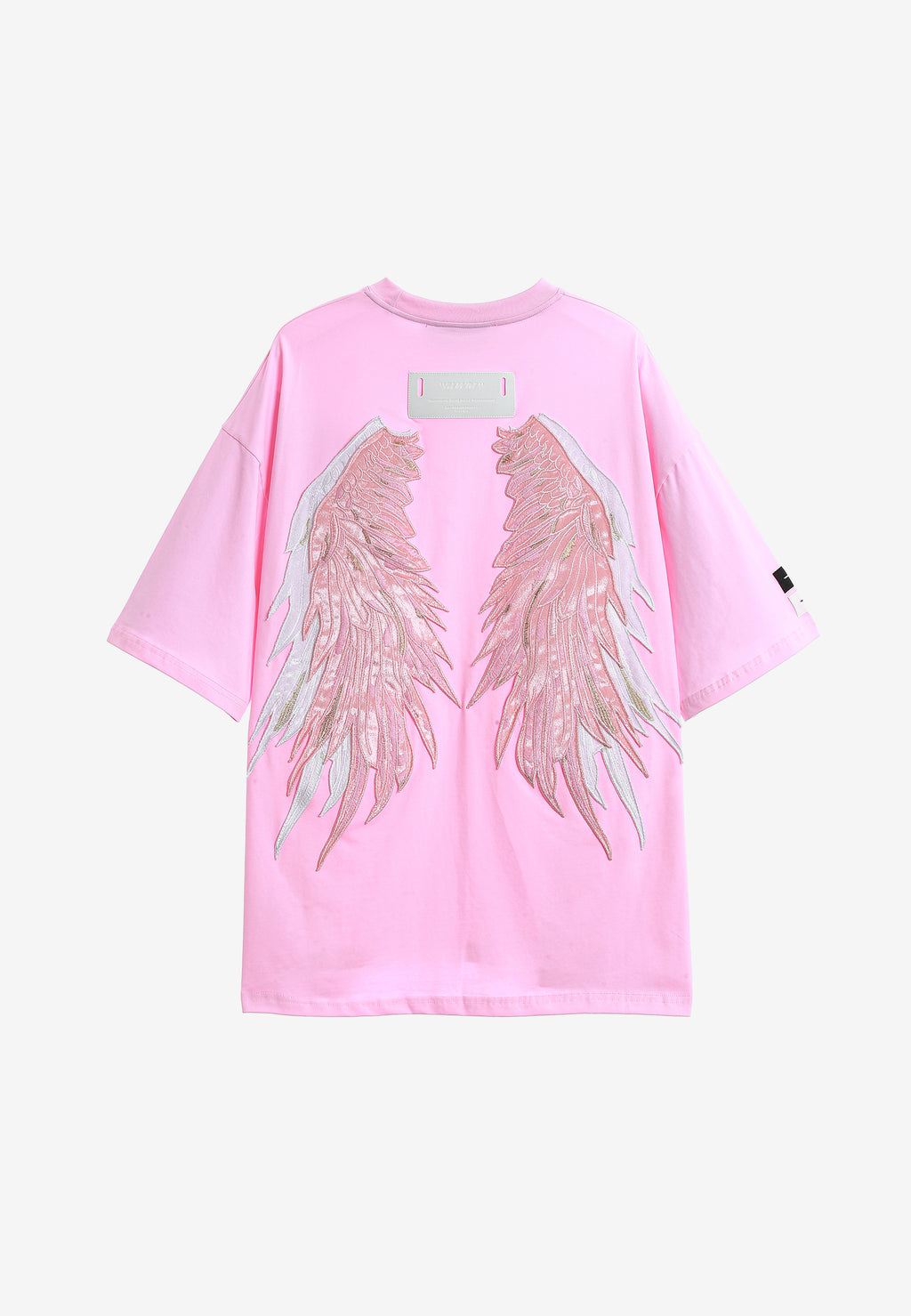 Camiseta Wings de corte relajado con estrellas frontales y doble parche de alas en la espalda | MWM [PS_COLORS:PINK]