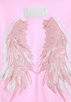 Camiseta Wings de corte relajado con estrellas frontales y doble parche de alas en la espalda | MWM [PS_COLORS:PINK]