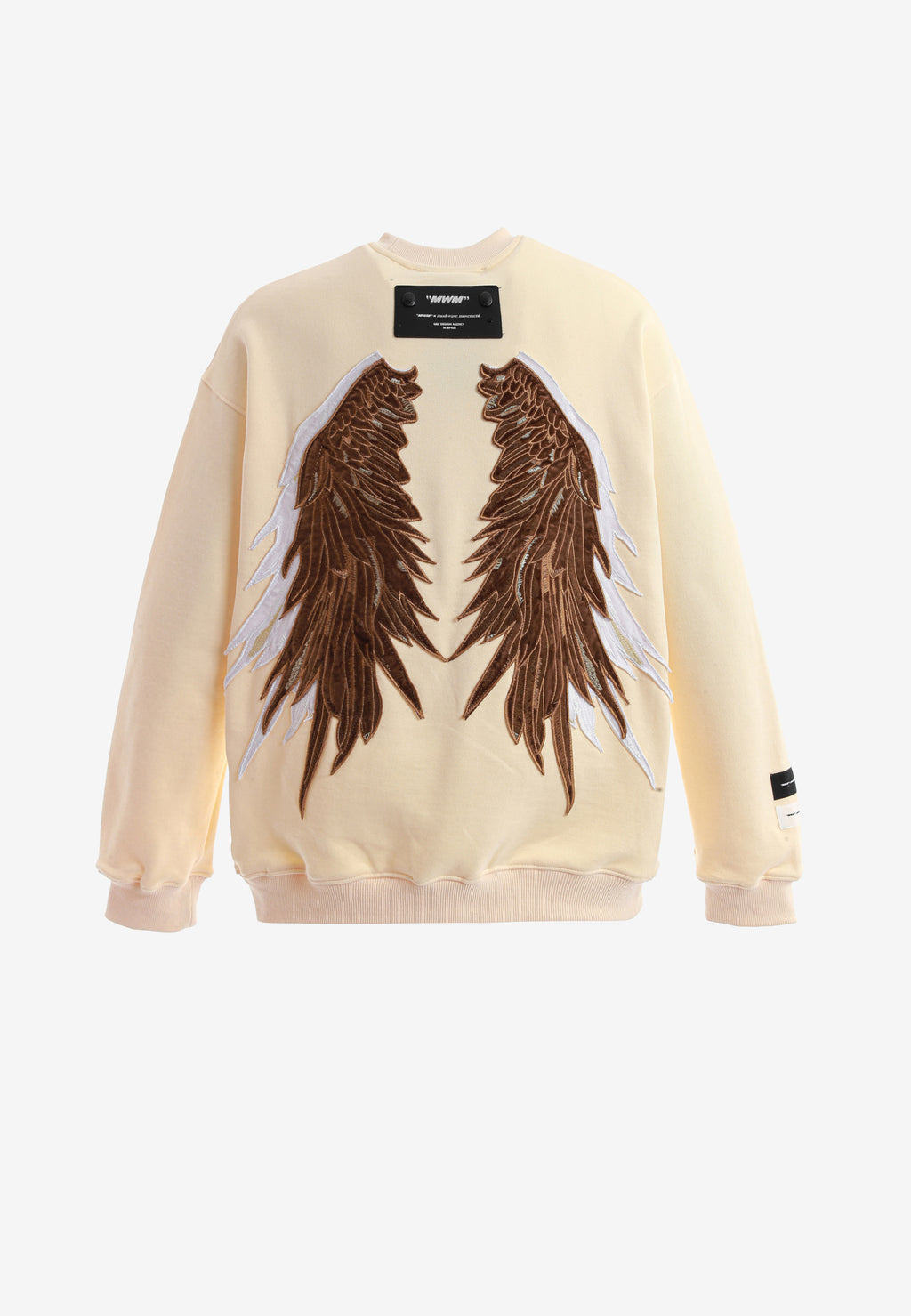 Sudadera de niño Wings de corte relajado con estrellas frontales y doble parche de alas en la espalda | MWM [PS_COLORS:BEIGE]