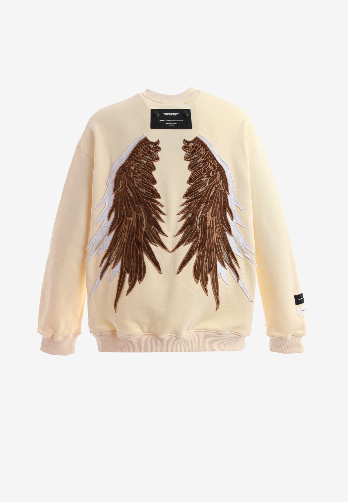 Sudadera de niño Wings de corte relajado con estrellas frontales y doble parche de alas en la espalda | MWM [PS_COLORS:BEIGE]