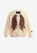 Sudadera de niño Wings de corte relajado con estrellas frontales y doble parche de alas en la espalda | MWM [PS_COLORS:BEIGE]