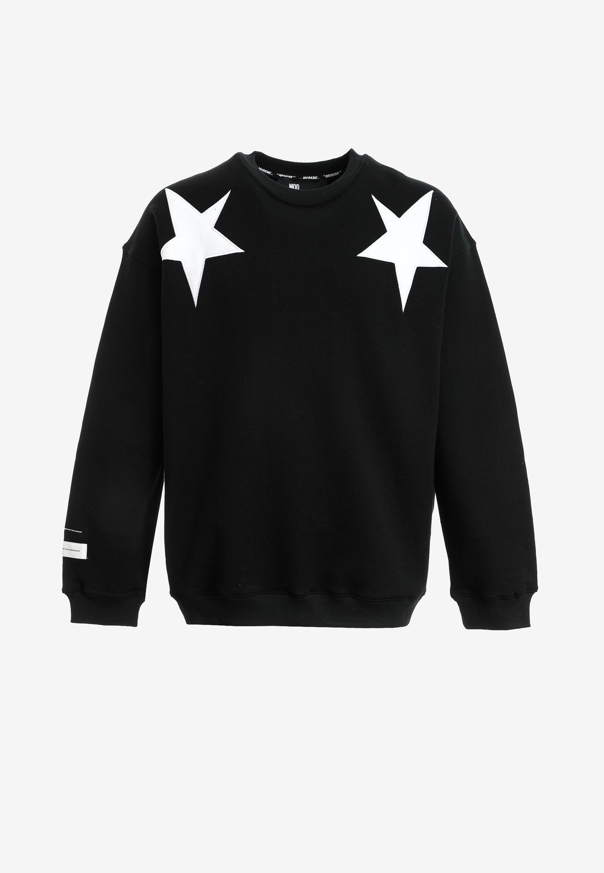 Sudadera de niño Wings de corte relajado con estrellas frontales y doble parche de alas en la espalda | MWM [PS_COLORS:BLACK]