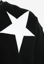 Sudadera de niño Wings de corte relajado con estrellas frontales y doble parche de alas en la espalda | MWM [PS_COLORS:BLACK]