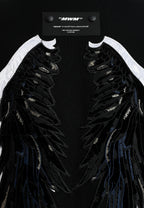 Sudadera de niño Wings de corte relajado con estrellas frontales y doble parche de alas en la espalda | MWM [PS_COLORS:BLACK]
