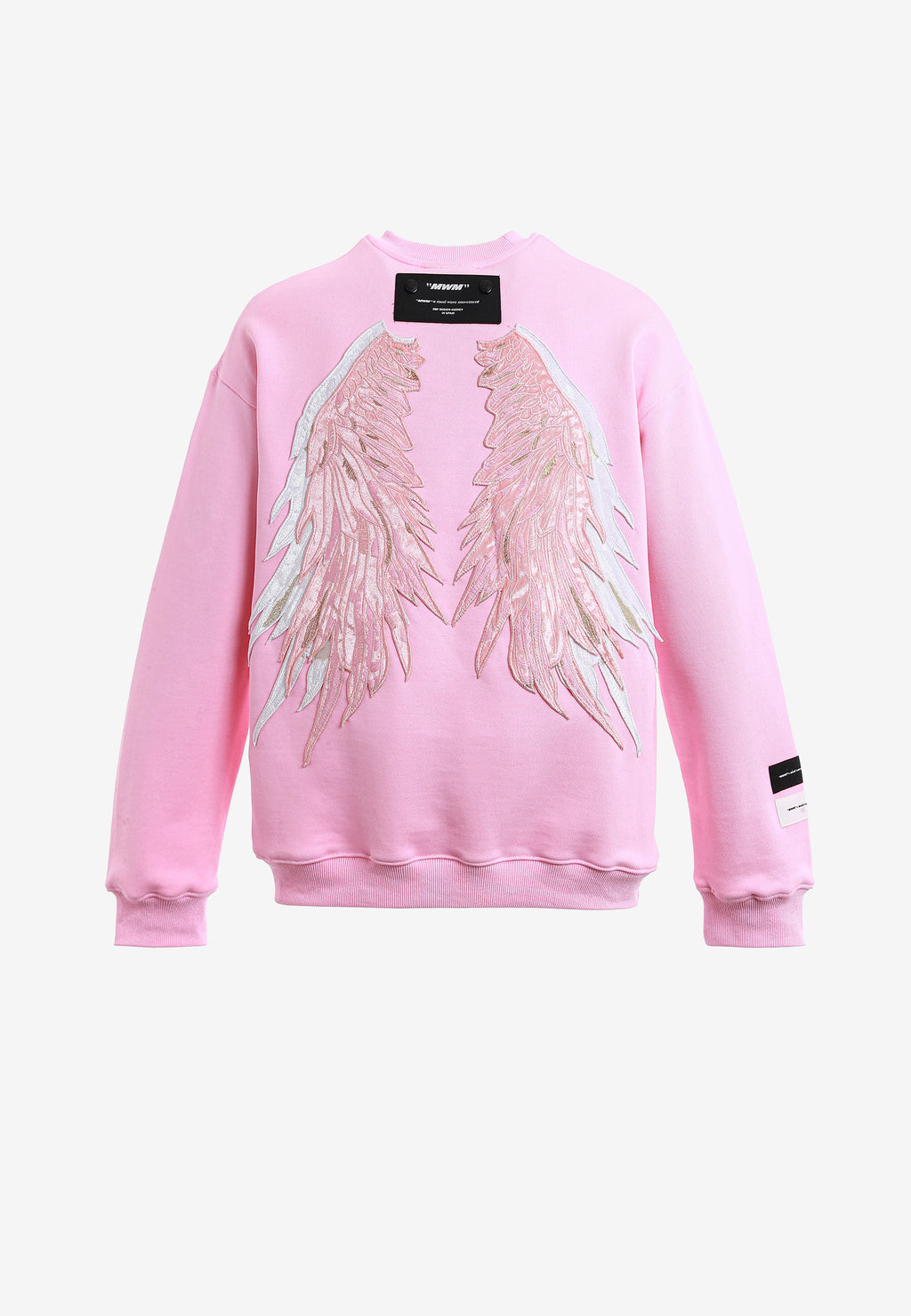 Sudadera de niño Wings de corte relajado con estrellas frontales y doble parche de alas en la espalda | MWM [PS_COLORS:PINK]