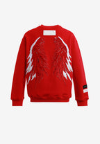 Sudadera de niño Wings de corte relajado con estrellas frontales y doble parche de alas en la espalda | MWM [PS_COLORS:RED]