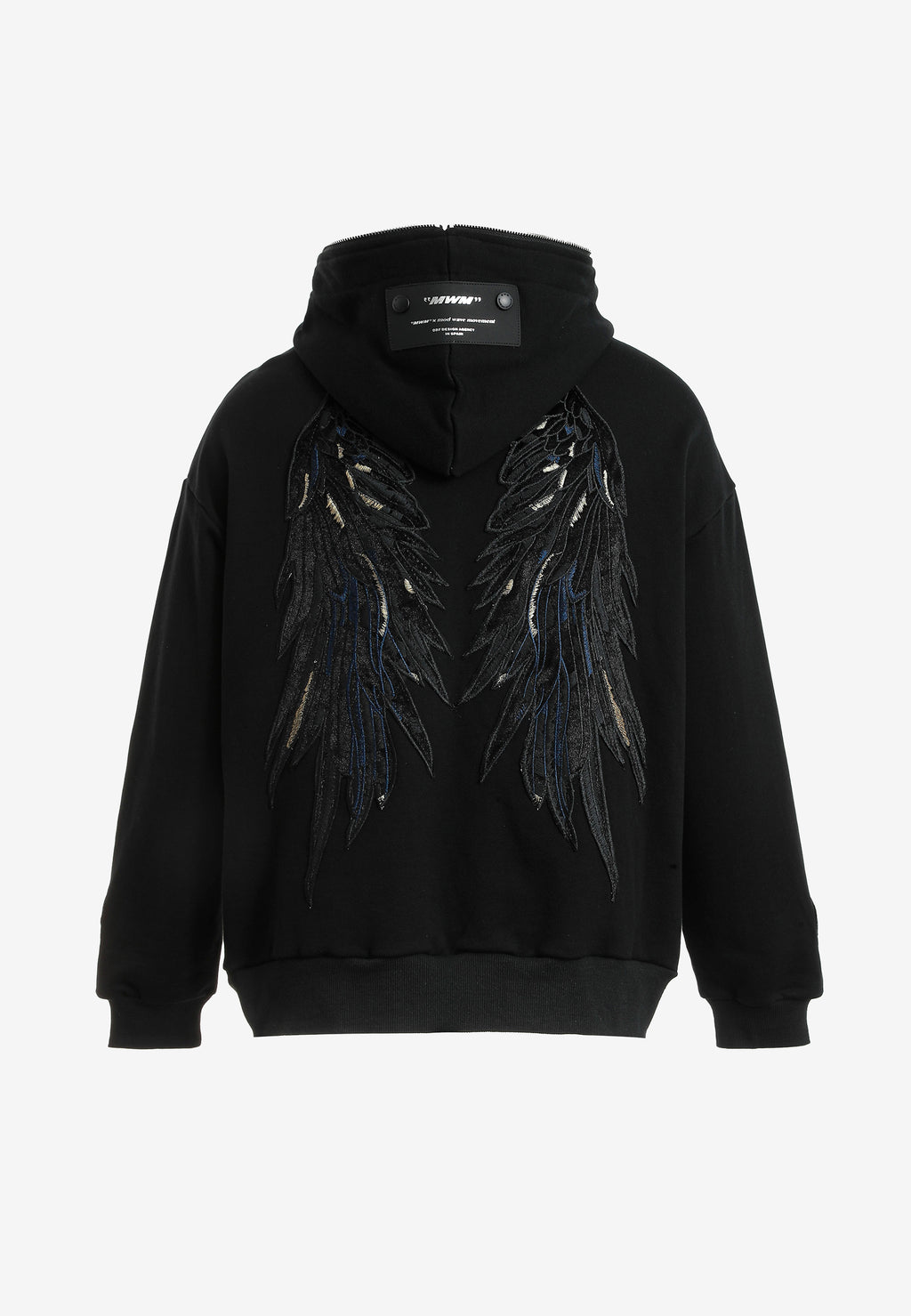 Sudadera con capucha de niño Wings de corte relajado con estrellas frontales y alas en la espalda | MWM [PS_COLORS:UNASSIGNED]
