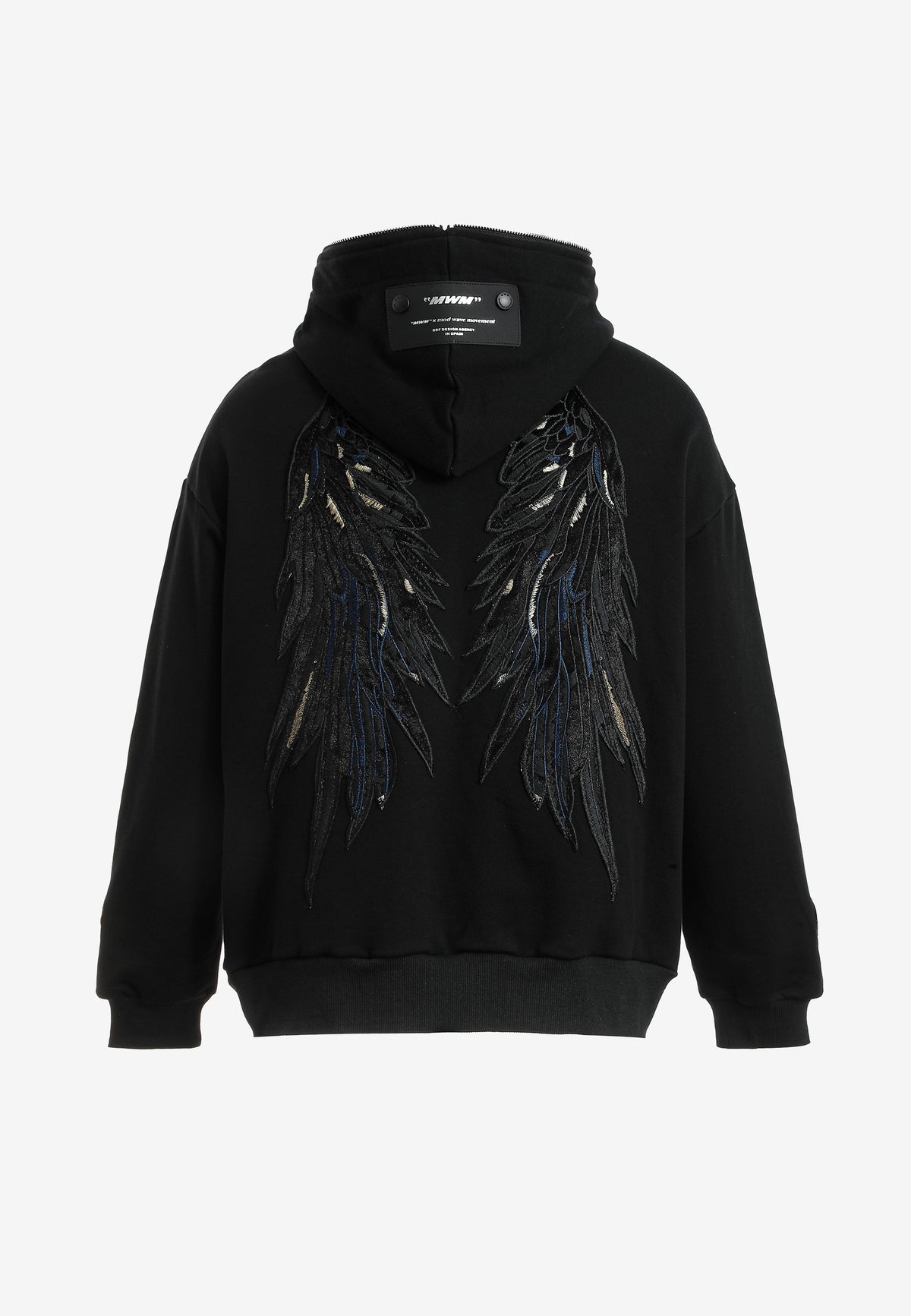 Sudadera con capucha de niño Wings de corte relajado con estrellas frontales y alas en la espalda | MWM [PS_COLORS:UNASSIGNED]