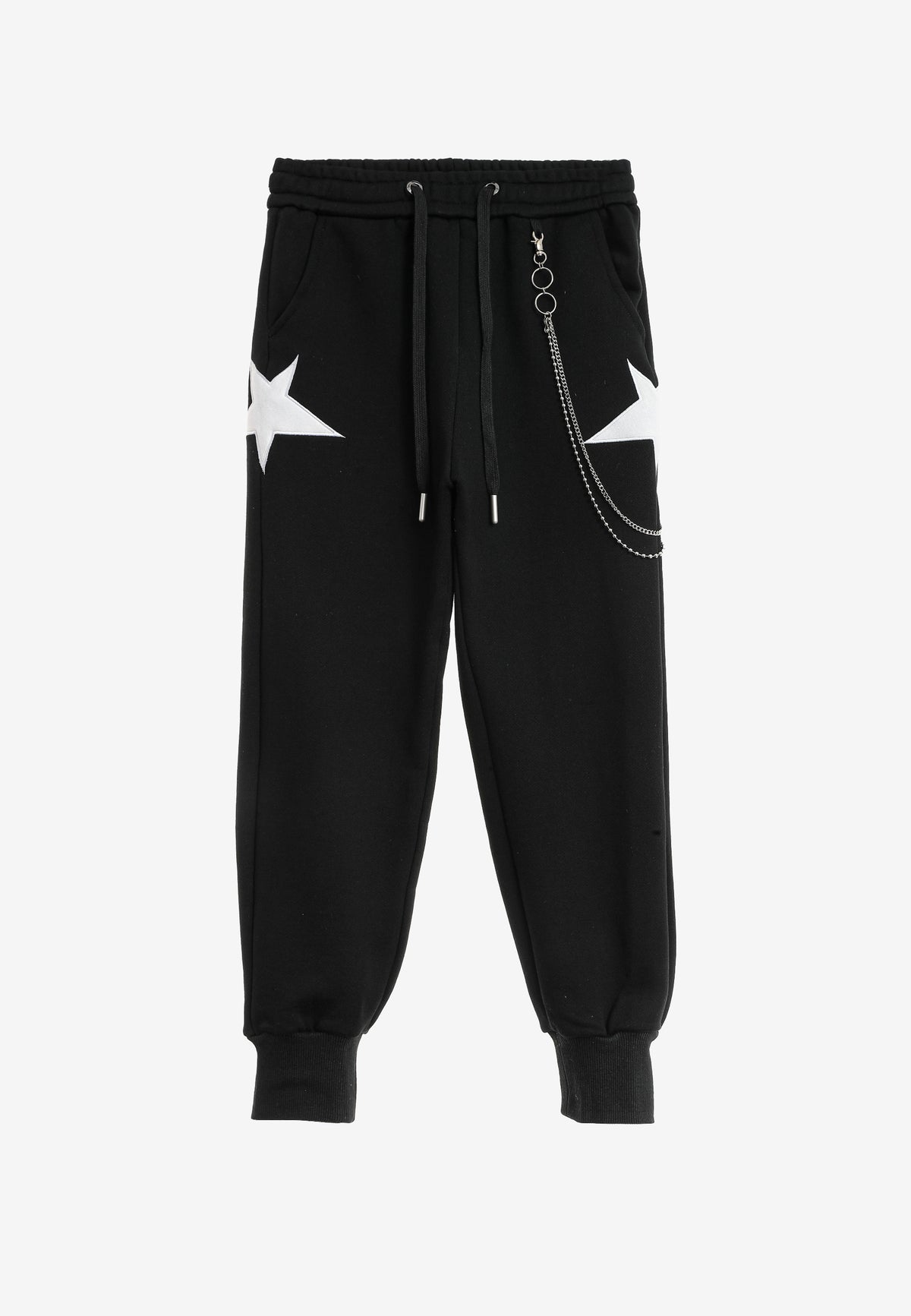 Pantalón jogger de niño Wings con parches de estrellas y cadena lateral | MWM [PS_COLORS:BLACK]
