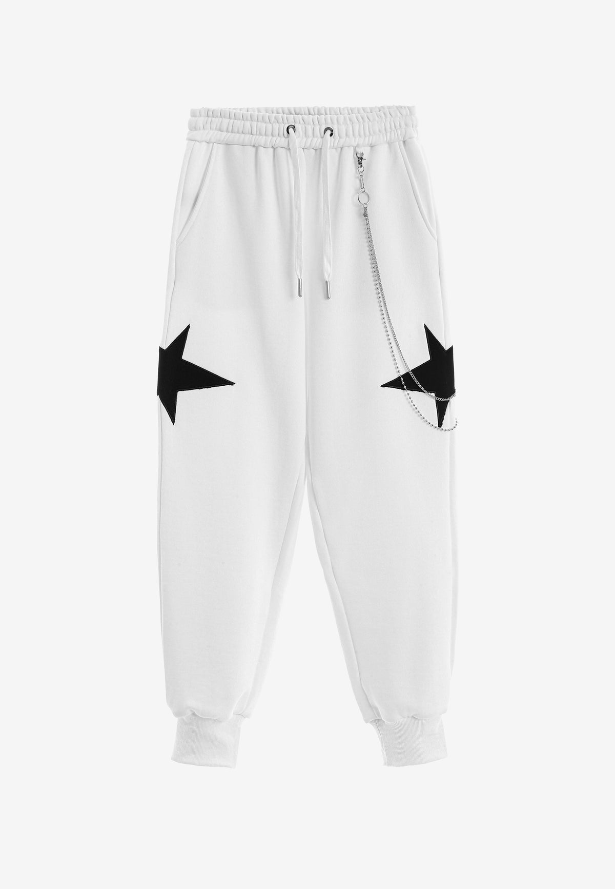 Pantalón jogger de niño Wings con parches de estrellas y cadena lateral | MWM [PS_COLORS:WHITE]