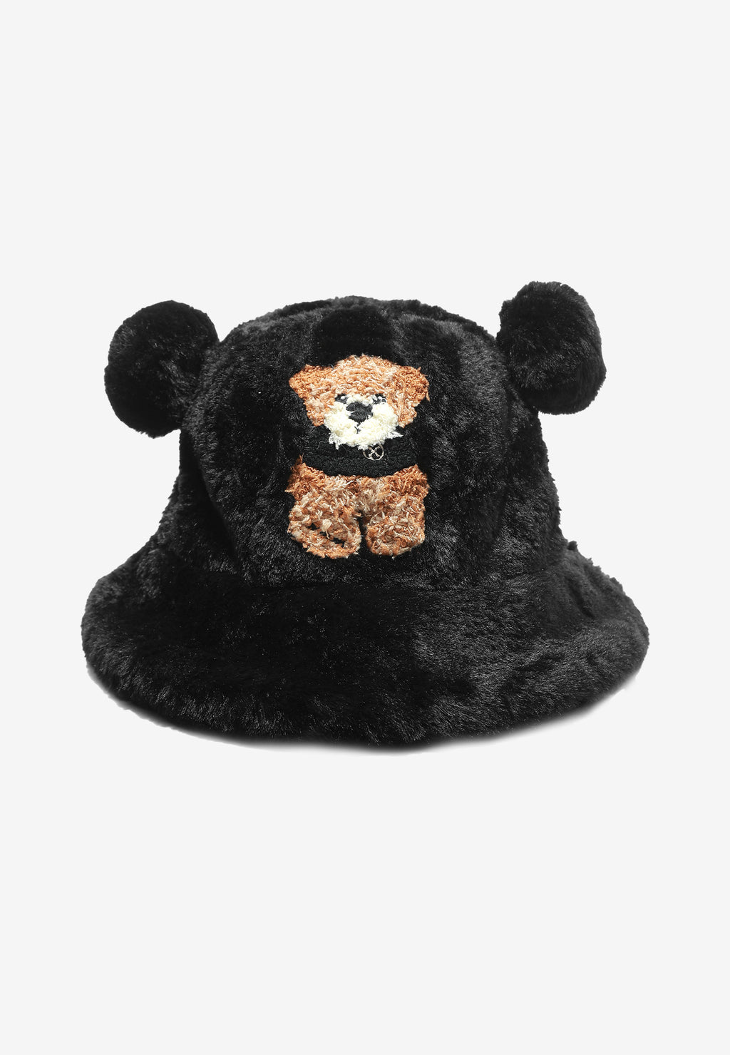 Gorro bucket de pelo con oso Teddy y orejas | MWM [PS_COLORS:BLACK]