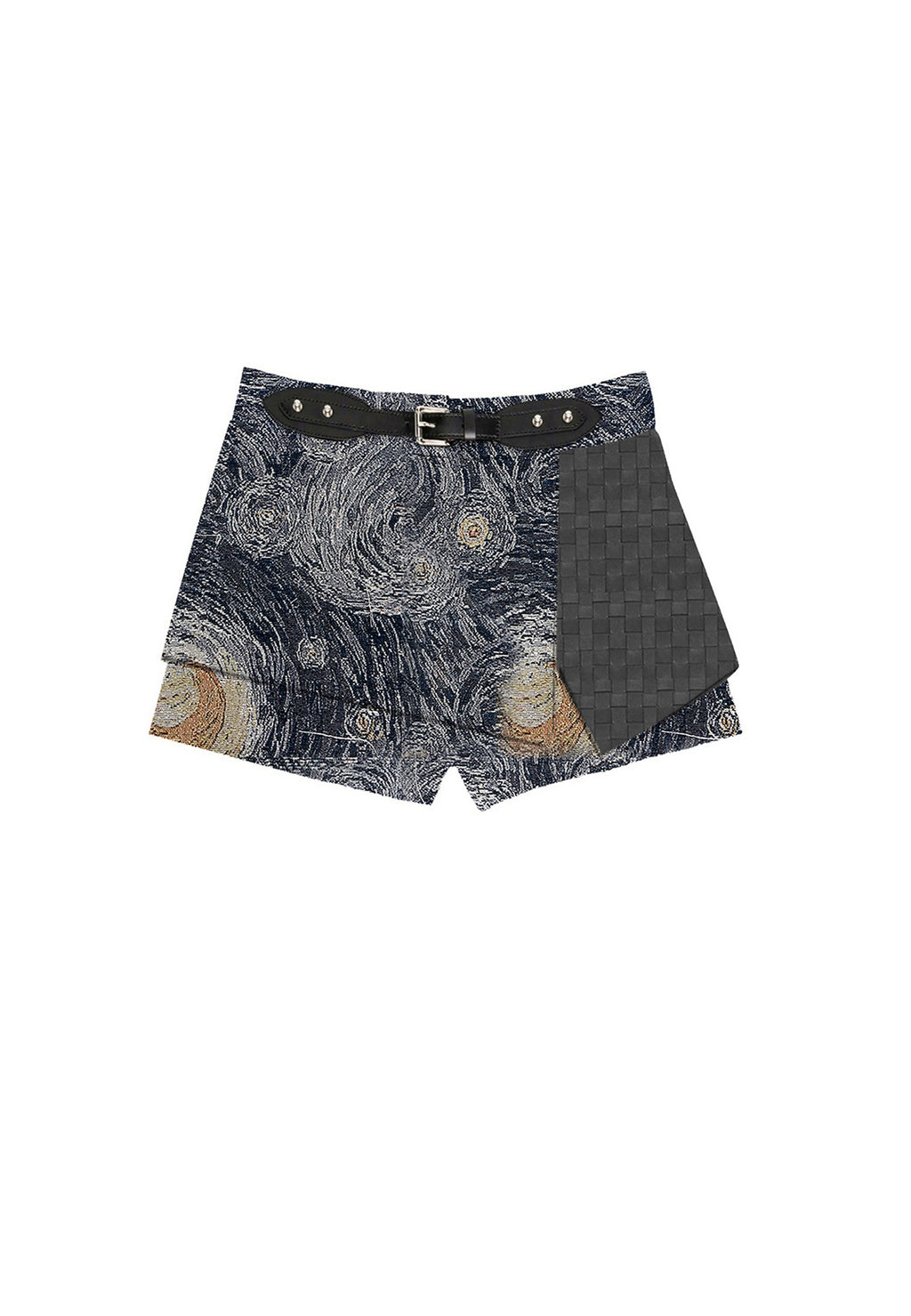 MWM DENIM SHORTS WITH LEATHER DETAIL