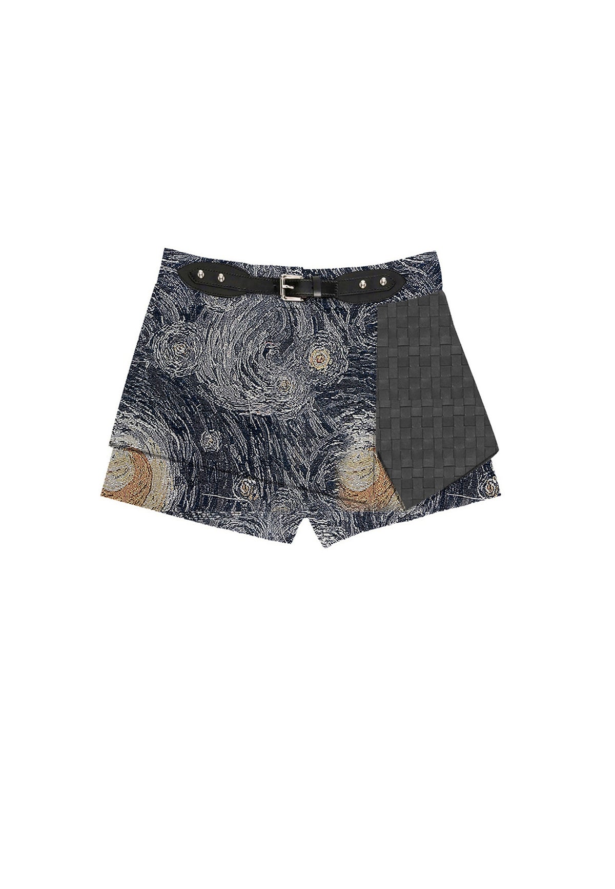 MWM DENIM SHORTS WITH LEATHER DETAIL