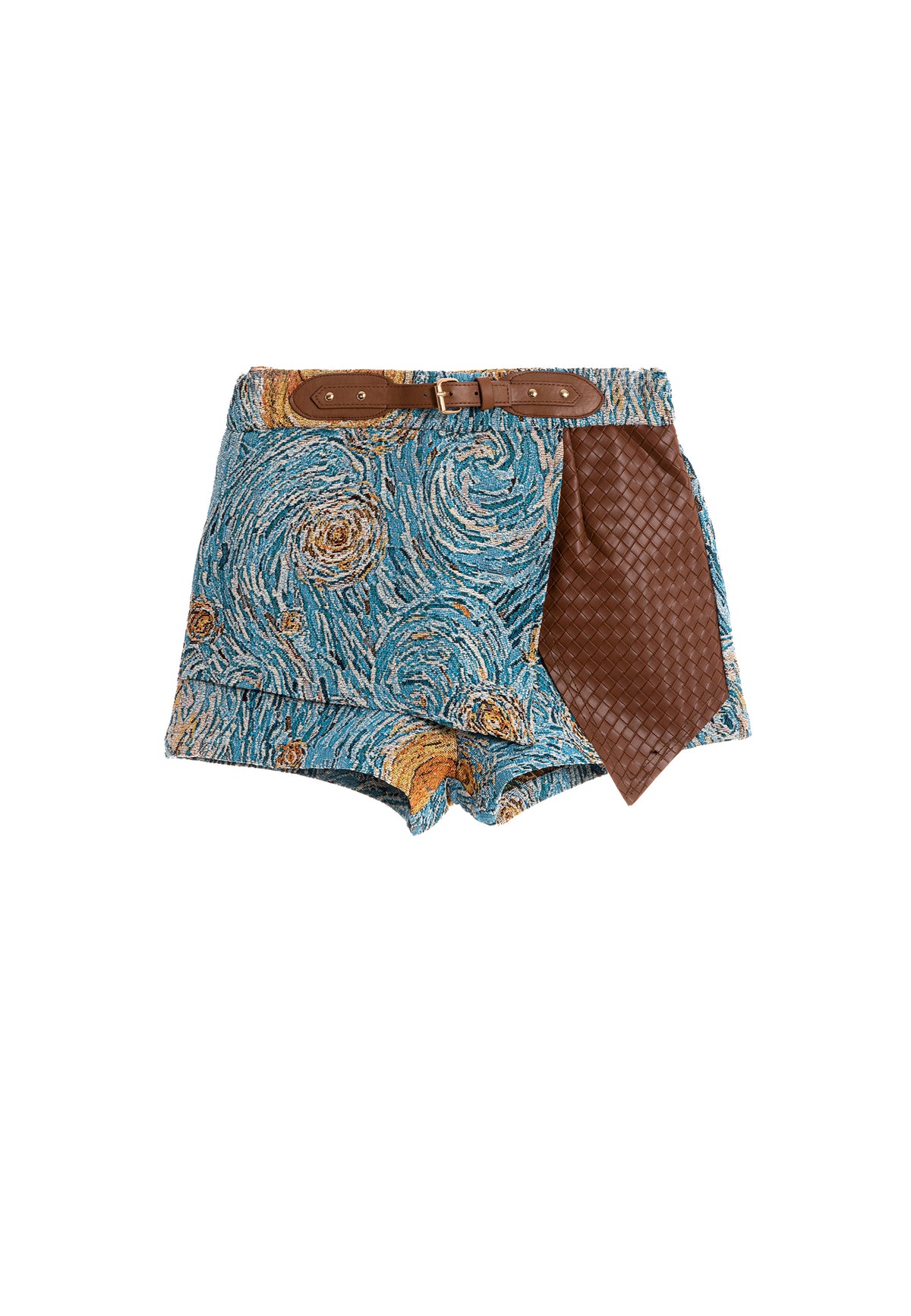 MWM DENIM SHORTS WITH LEATHER DETAIL