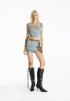 MWM DENIM SHORTS WITH LEATHER DETAIL