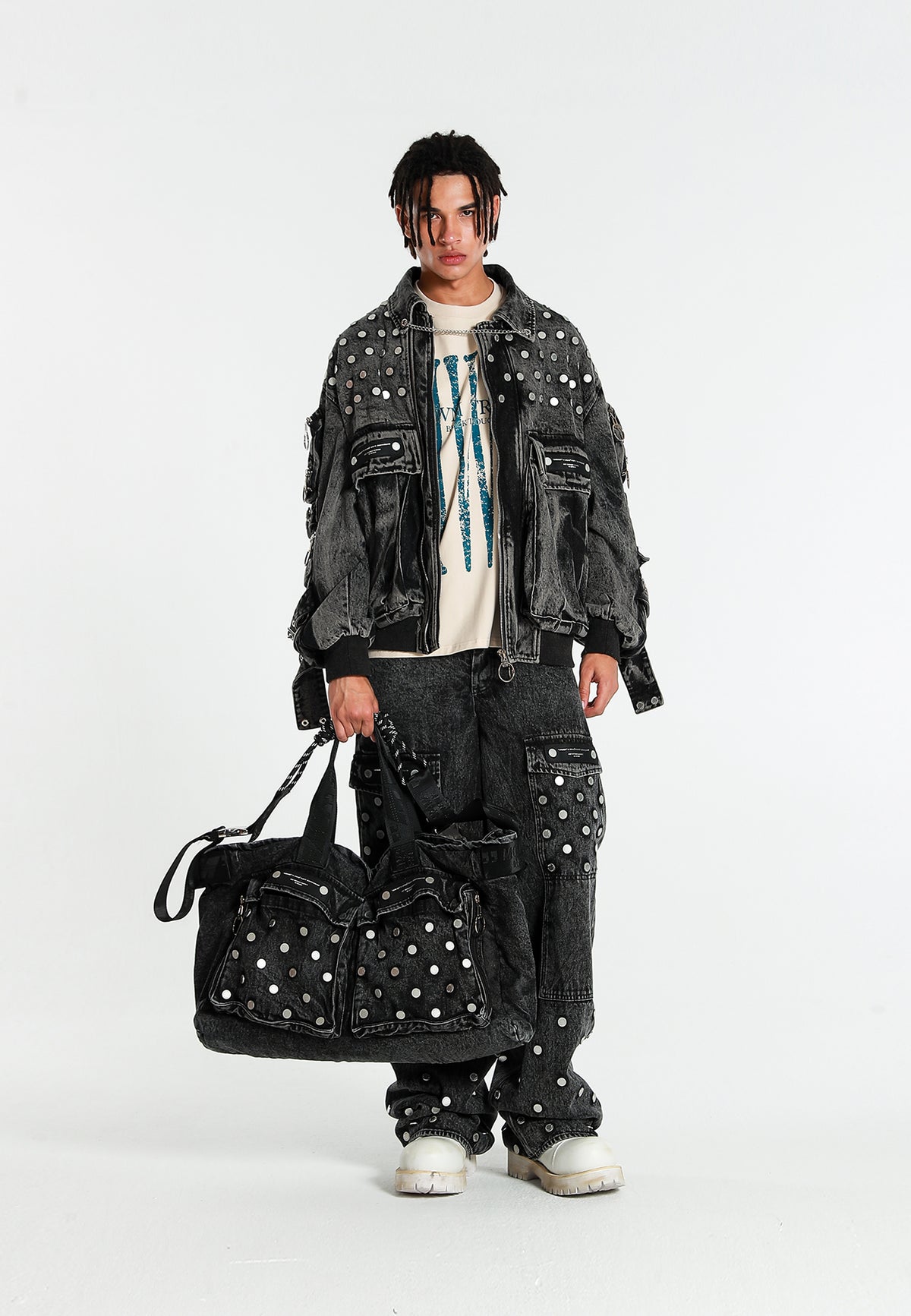 MWM DENIM BAG WITH METAL BUTTONS
