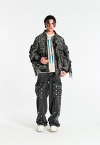 OVERSIZED DENIM JACKET MWM WITH BUTTON DETAIL