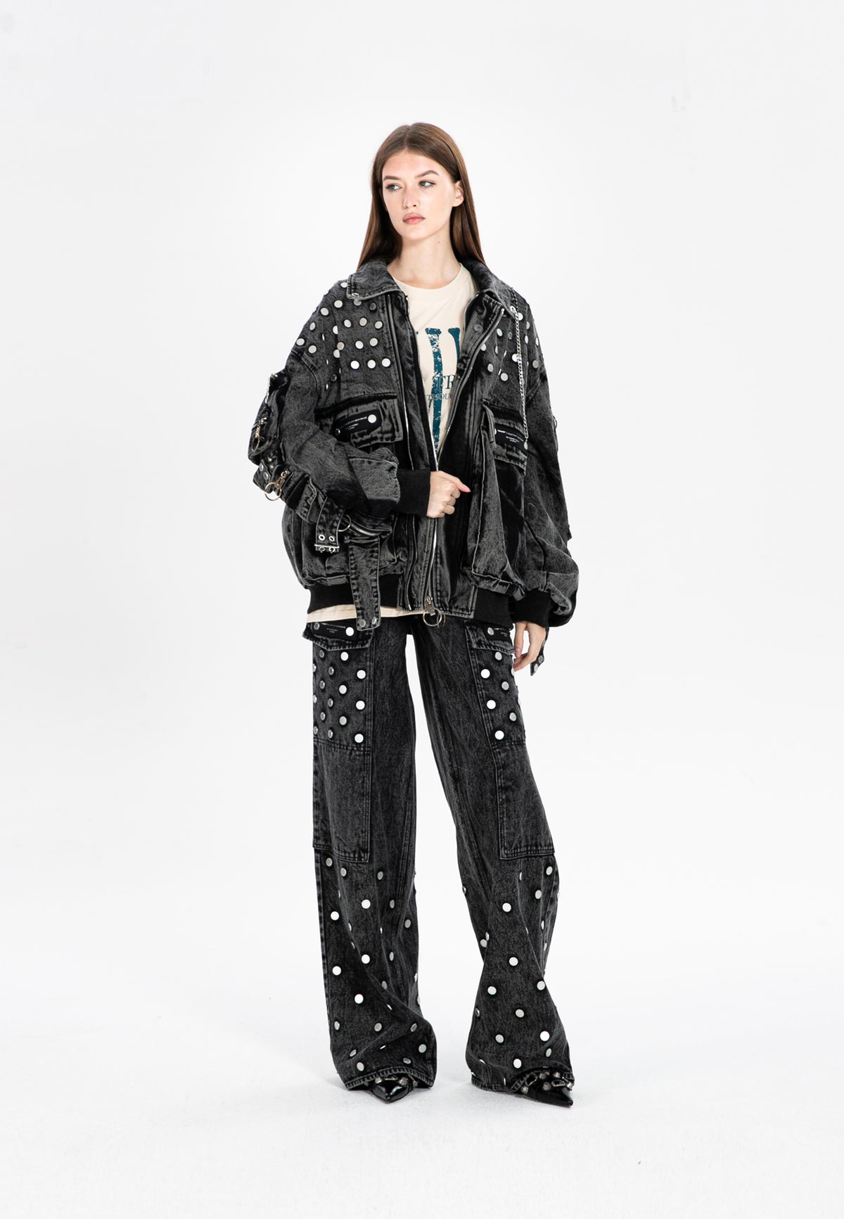 OVERSIZED DENIM JACKET MWM WITH BUTTON DETAIL