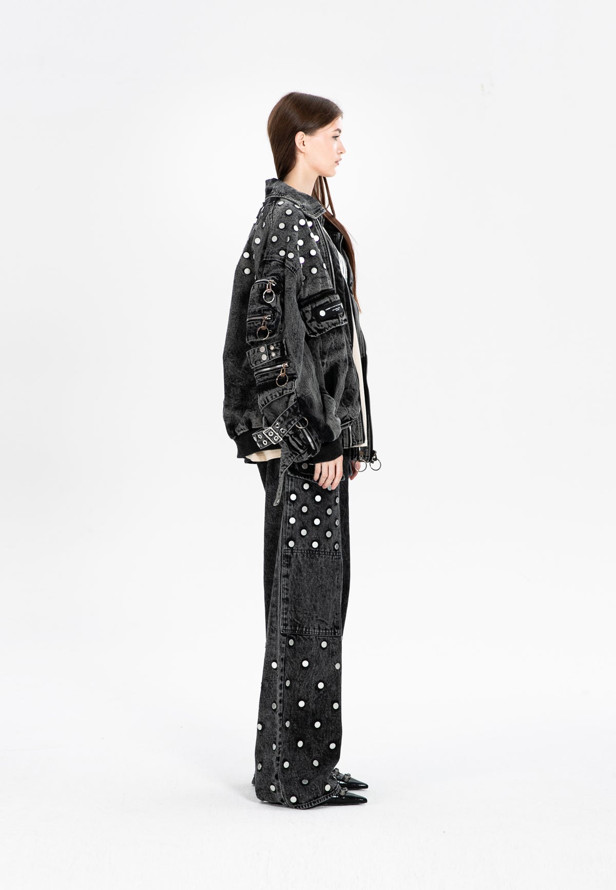 OVERSIZED DENIM JACKET MWM WITH BUTTON DETAIL