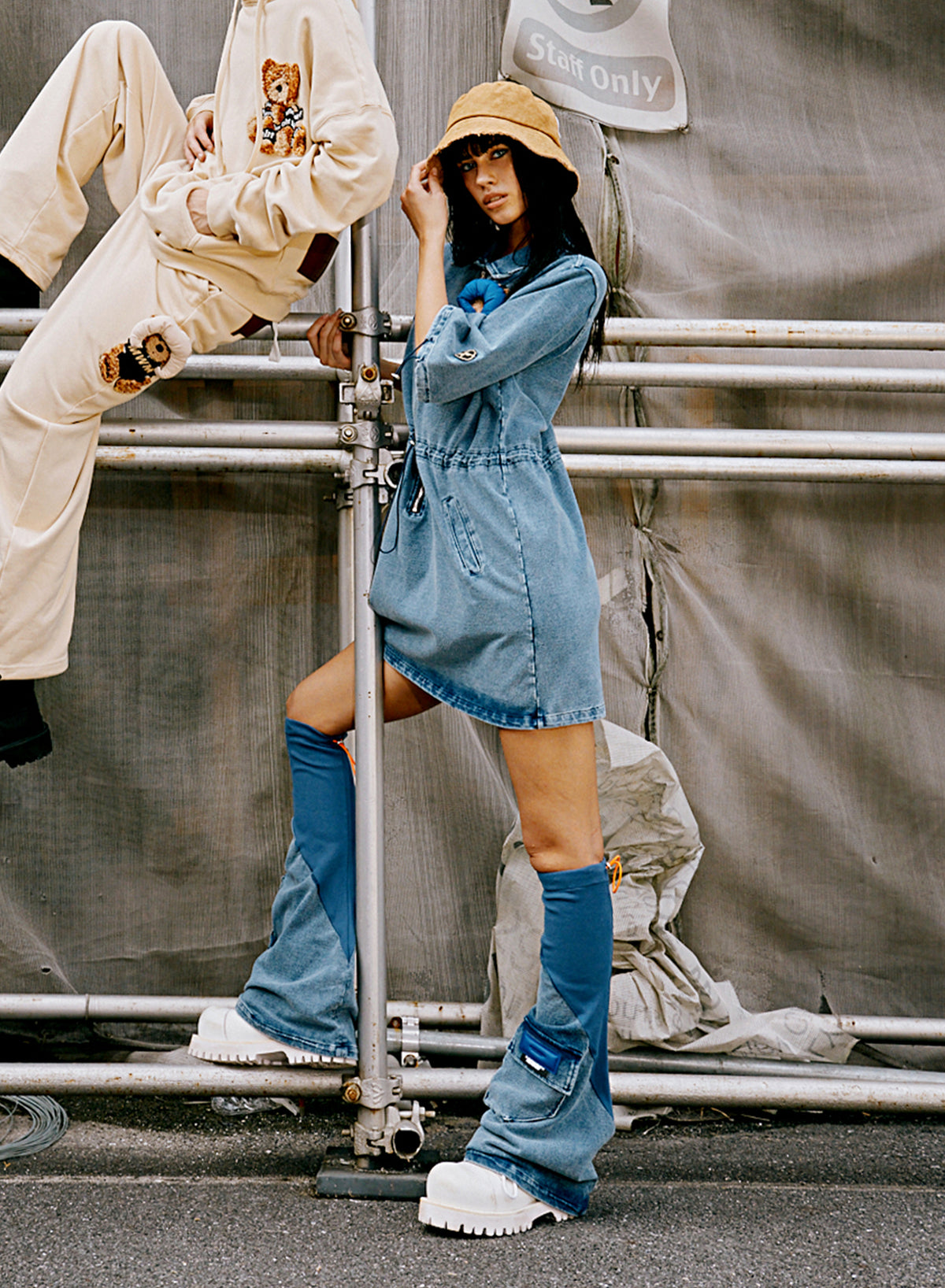 DENIM DRESS MWM TEDDY BEAR