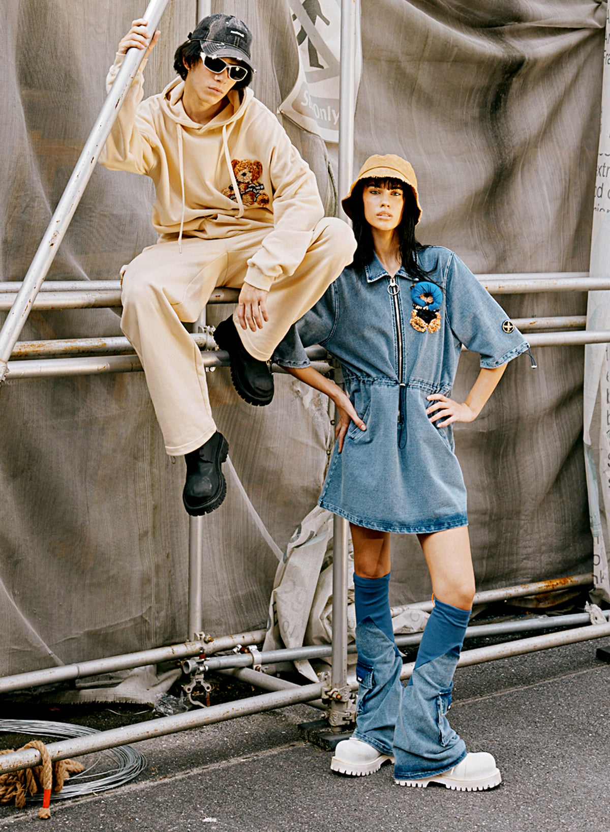 DENIM DRESS MWM TEDDY BEAR