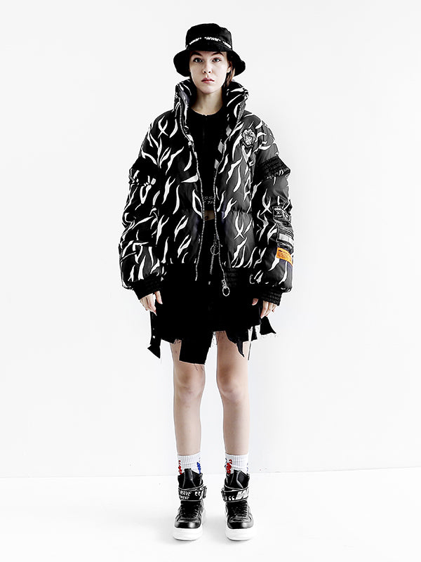 ANIMAL PRINT PUFFER COAT