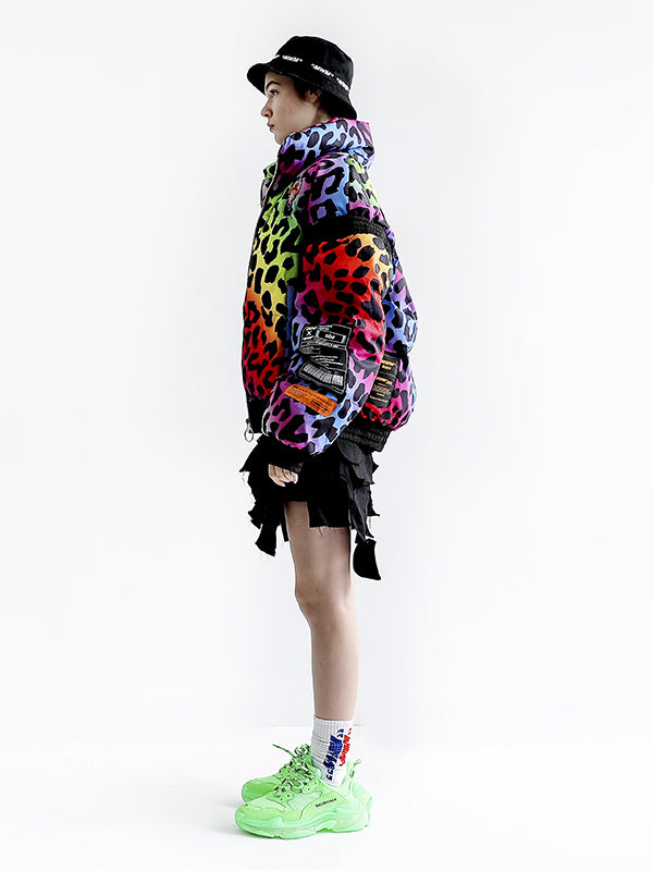 ANIMAL PRINT PUFFER COAT